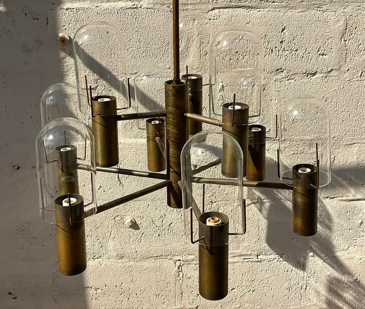 Vintage Boho Stuart Barnes for Robert Long Burnished Brass Chandelier — additional photo 6