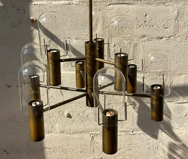 Vintage Boho Stuart Barnes for Robert Long Burnished Brass Chandelier — additional photo 6