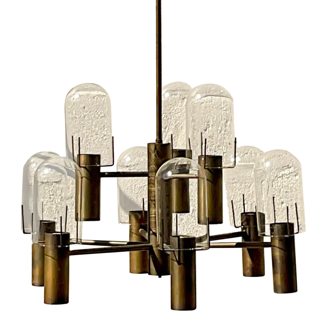 Vintage Boho Stuart Barnes for Robert Long Burnished Brass Chandelier — additional photo 7