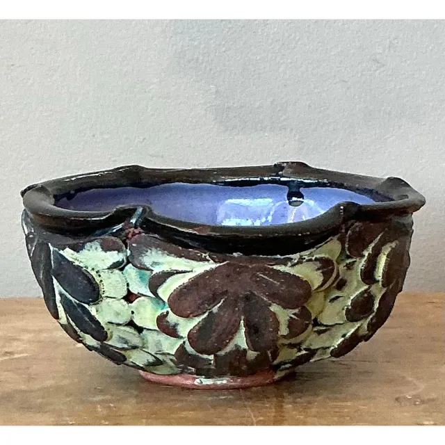 Vintage Boho Studio Pottery Bowl - Earthenware, 5.75W x 2.5H — additional photo 2
