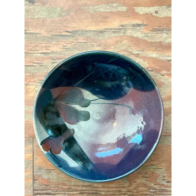 Vintage Boho Studio Pottery Bowl - Ceramic, 10.5W x 3H — additional photo 2