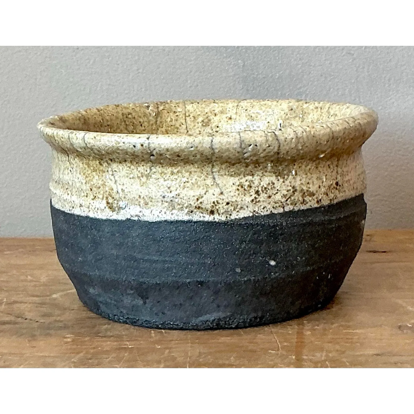 Vintage Boho Studio Pottery Bowl - Stoneware, 6W x 3.2H — additional photo 1