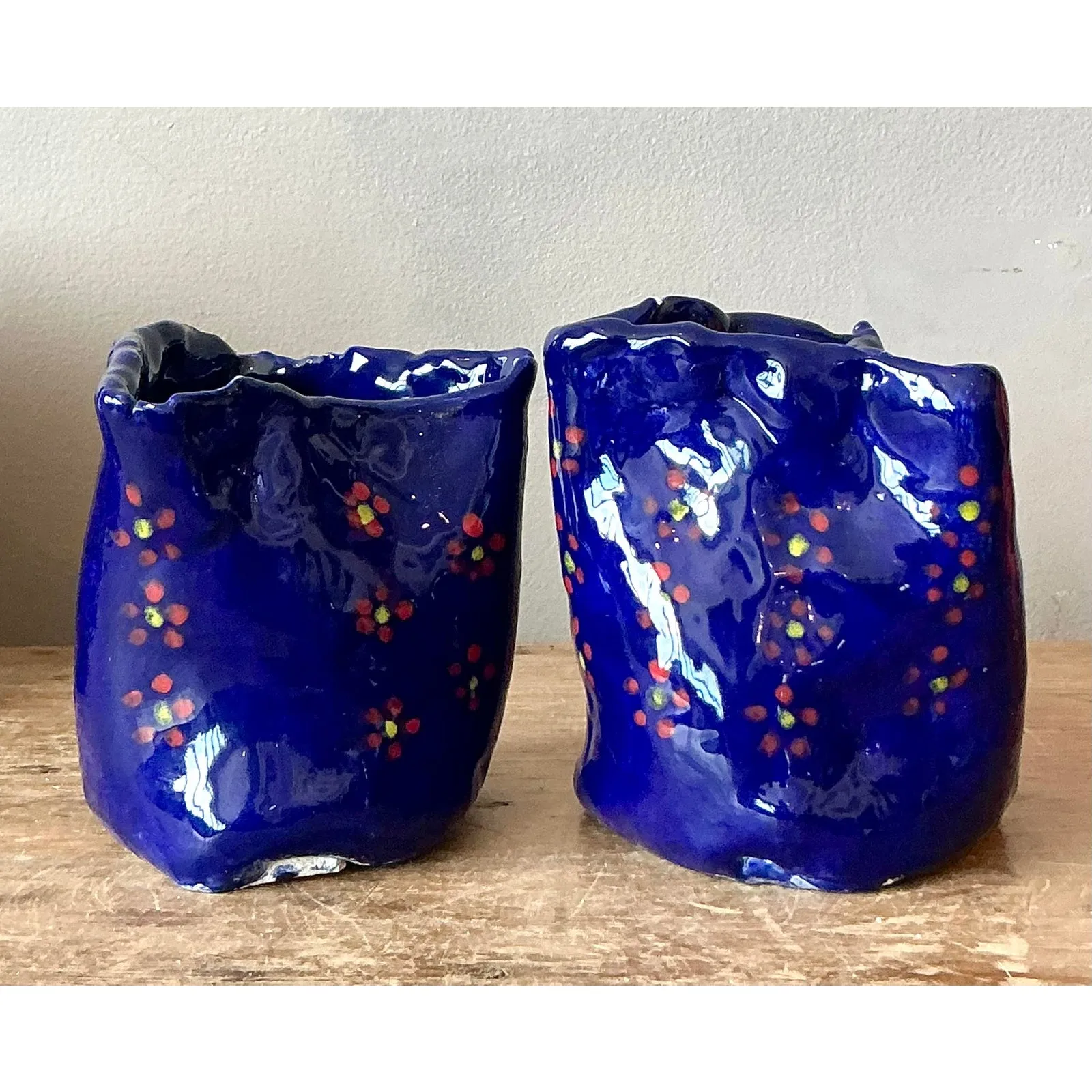 Vintage Boho Studio Pottery Flowers Vase - Set of 2 — additional photo 1