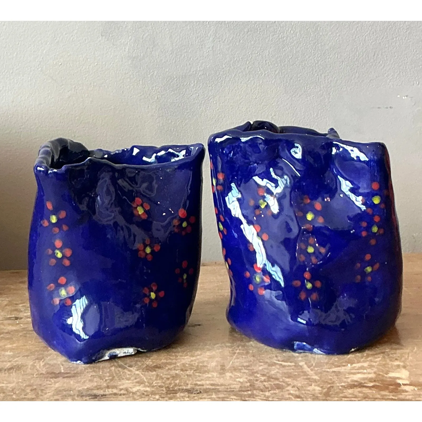 Vintage Boho Studio Pottery Flowers Vase - Set of 2 — additional photo 2