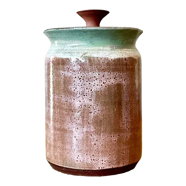 Vintage Boho Studio Pottery Lidded Jar - Pottery, 4.25W x 7H — additional photo 8