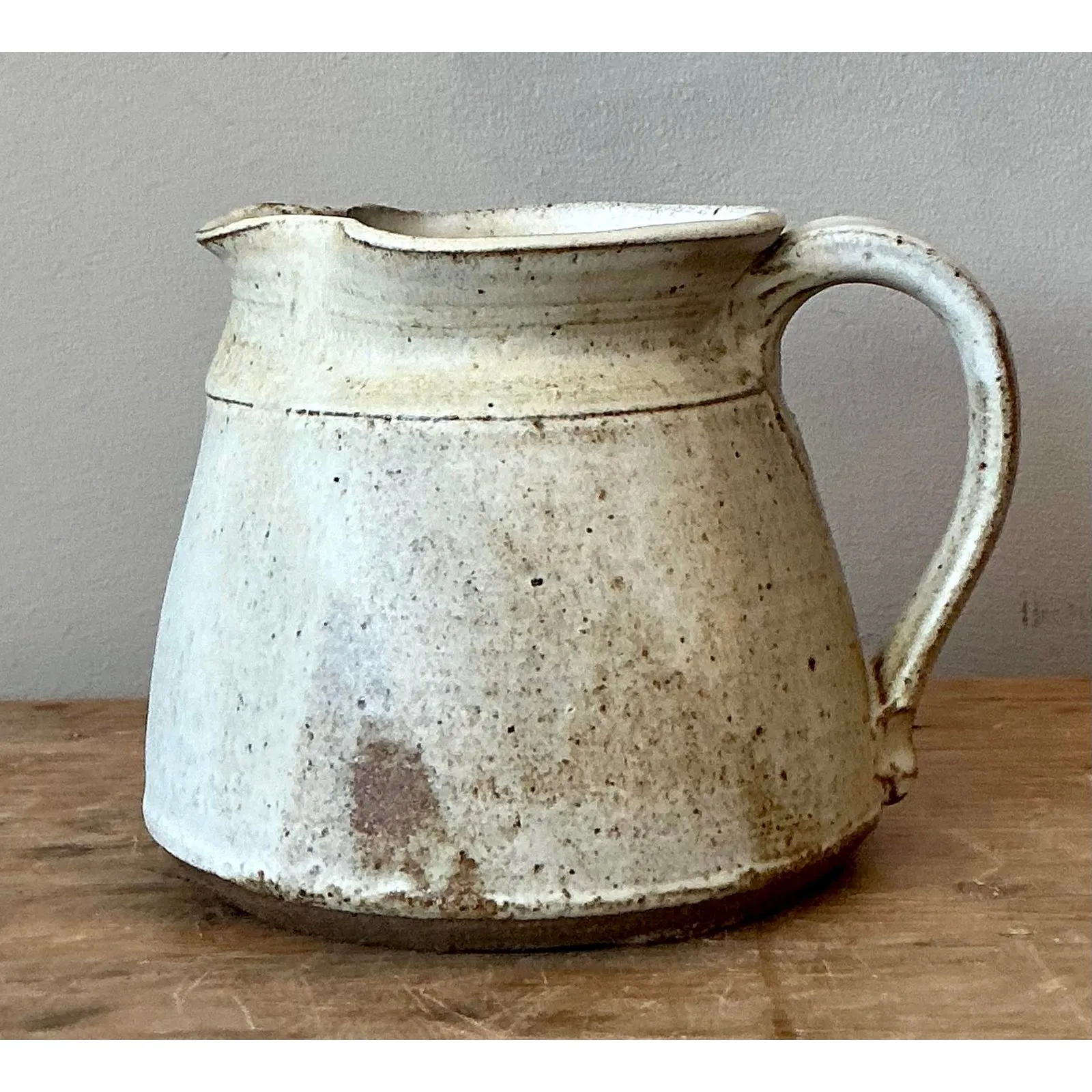 Vintage Boho Studio Pottery Pitcher - Pottery, 7W x 5H — additional photo 2