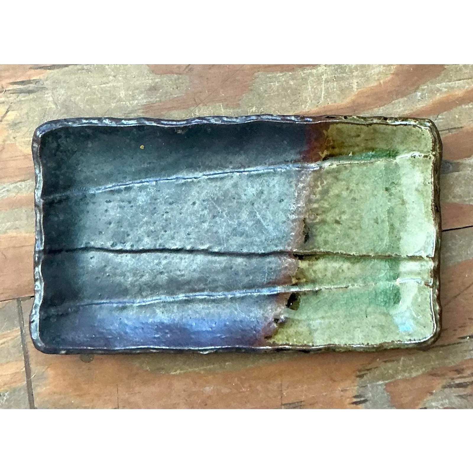 Vintage Boho Studio Pottery Platter - Stone, 10.75W x 1H — additional photo 2