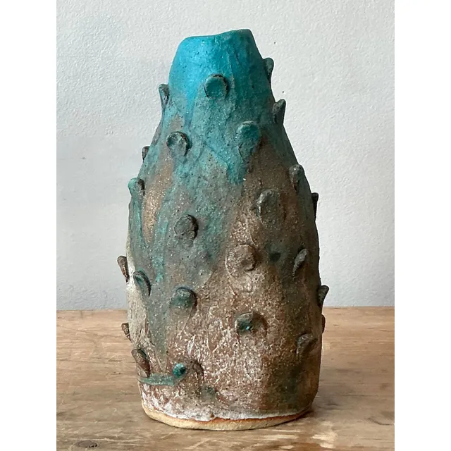 Vintage Boho Studio Pottery Prickly Pear Vase — additional photo 4