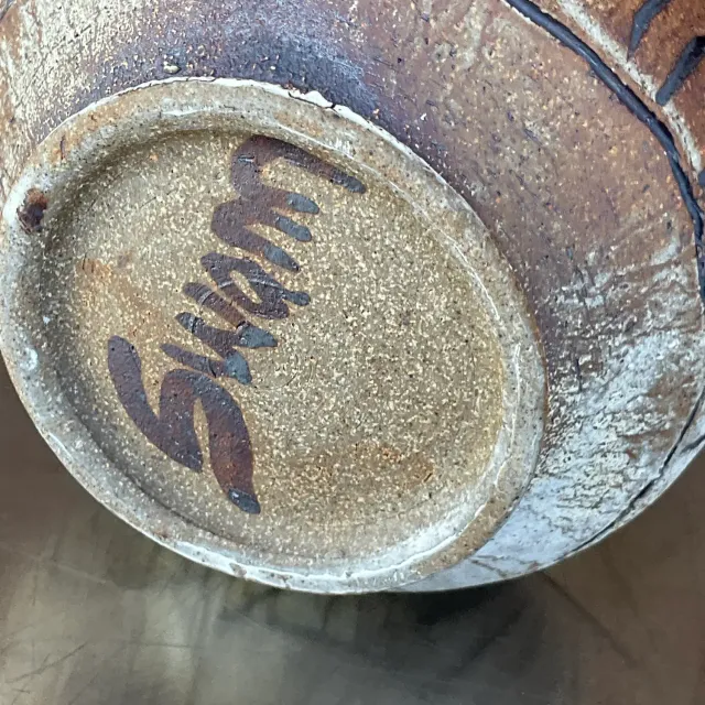 Vintage Boho Studio Pottery Scored Vase — additional photo 6