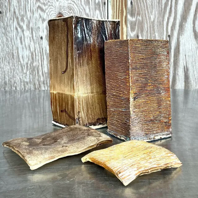 Vintage Boho Studio Pottery Square Lidded Vases - Set of 2 — additional photo 5