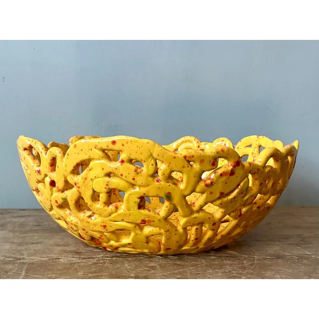 Vintage Boho Studio Pottery Squiggle Bowl — additional photo 2