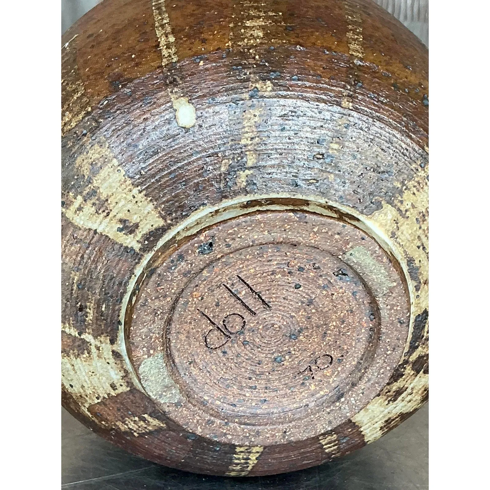 Vintage Boho Studio Pottery Vase - Stone, 5.25W x 5.25H — additional photo 2