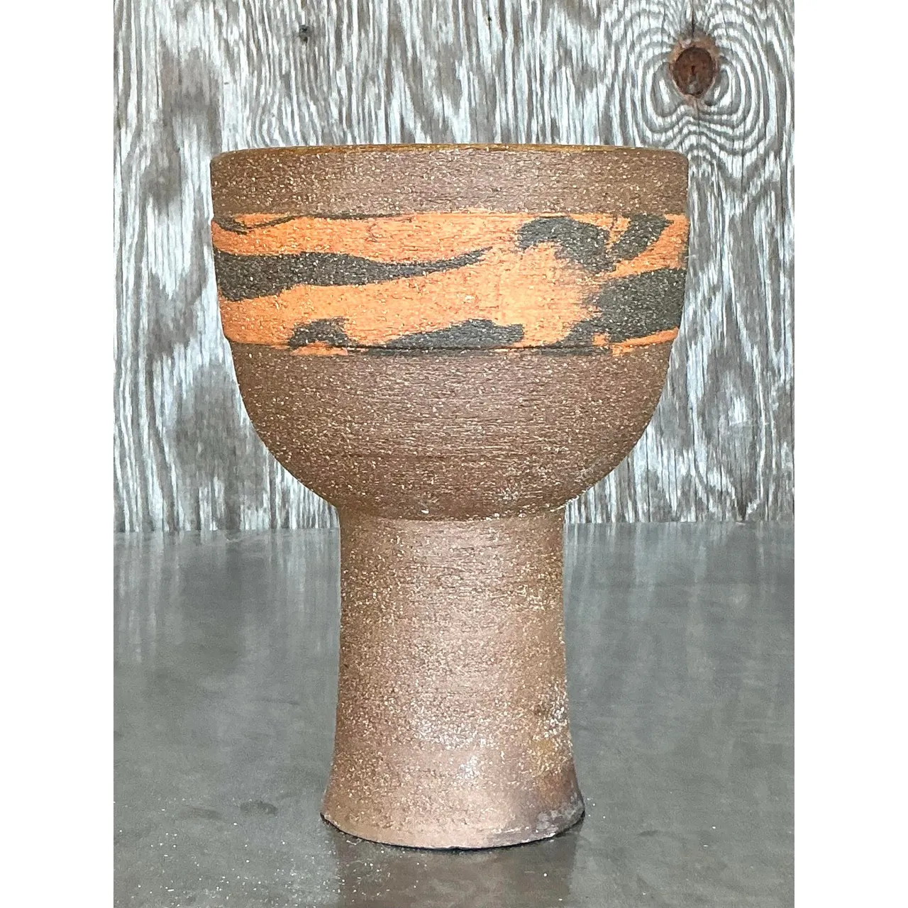 Vintage Boho Studio Pottery Vase - Stoneware, 6.25W x 9H