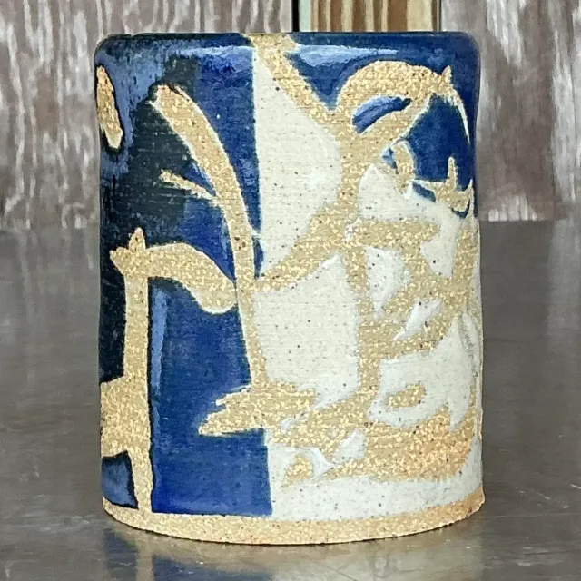 Vintage Boho Studio Pottery Vase - Pottery, 3.5W x 4.25H — additional photo 3