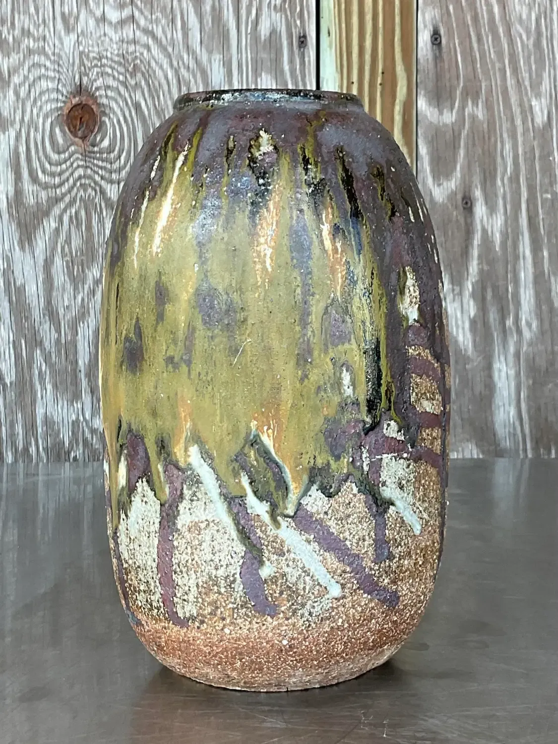 Vintage Boho Studio Pottery Vase - Pottery, 5.75W x 10.5H — additional photo 2
