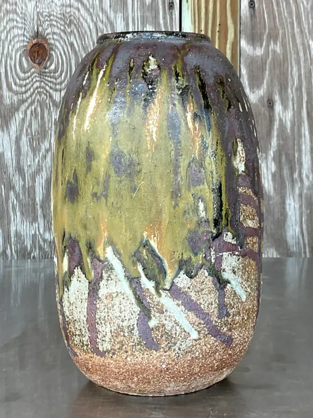 Vintage Boho Studio Pottery Vase - Pottery, 5.75W x 10.5H — additional photo 4