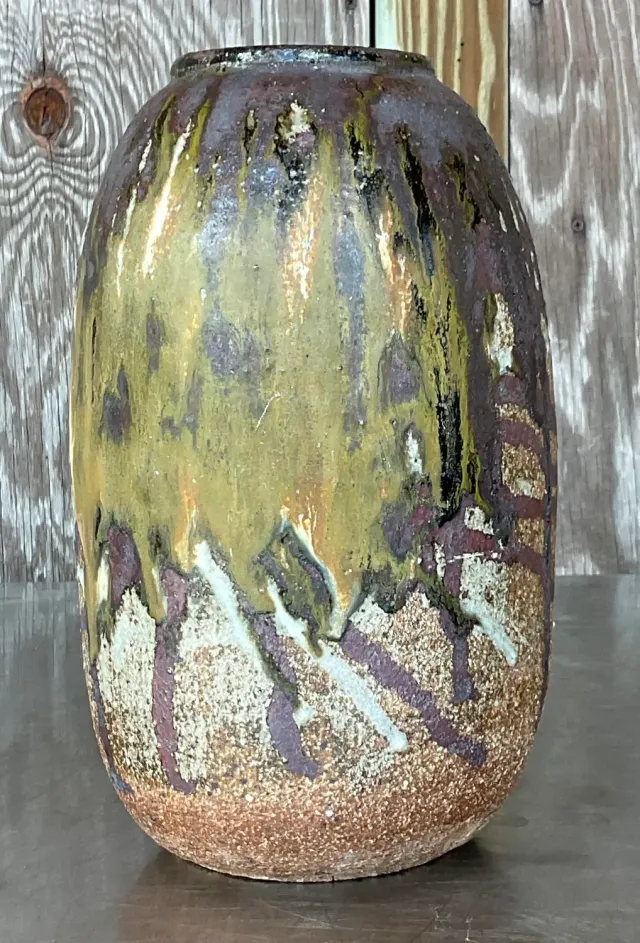 Vintage Boho Studio Pottery Vase - Pottery, 5.75W x 10.5H — additional photo 5