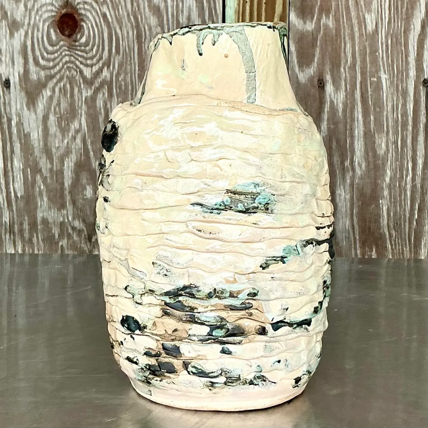 Vintage Boho Studio Pottery Vase - Pottery, 5.5W x 9.25H — additional photo 1