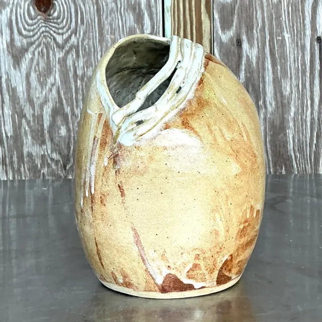 Vintage Boho Studio Pottery Vase - Pottery, 5.75W x 8H — additional photo 1