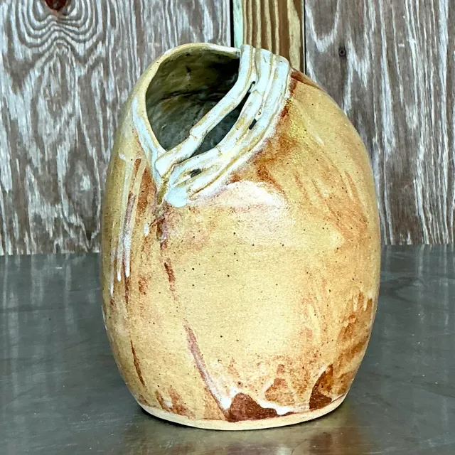 Vintage Boho Studio Pottery Vase - Pottery, 5.75W x 8H — additional photo 2