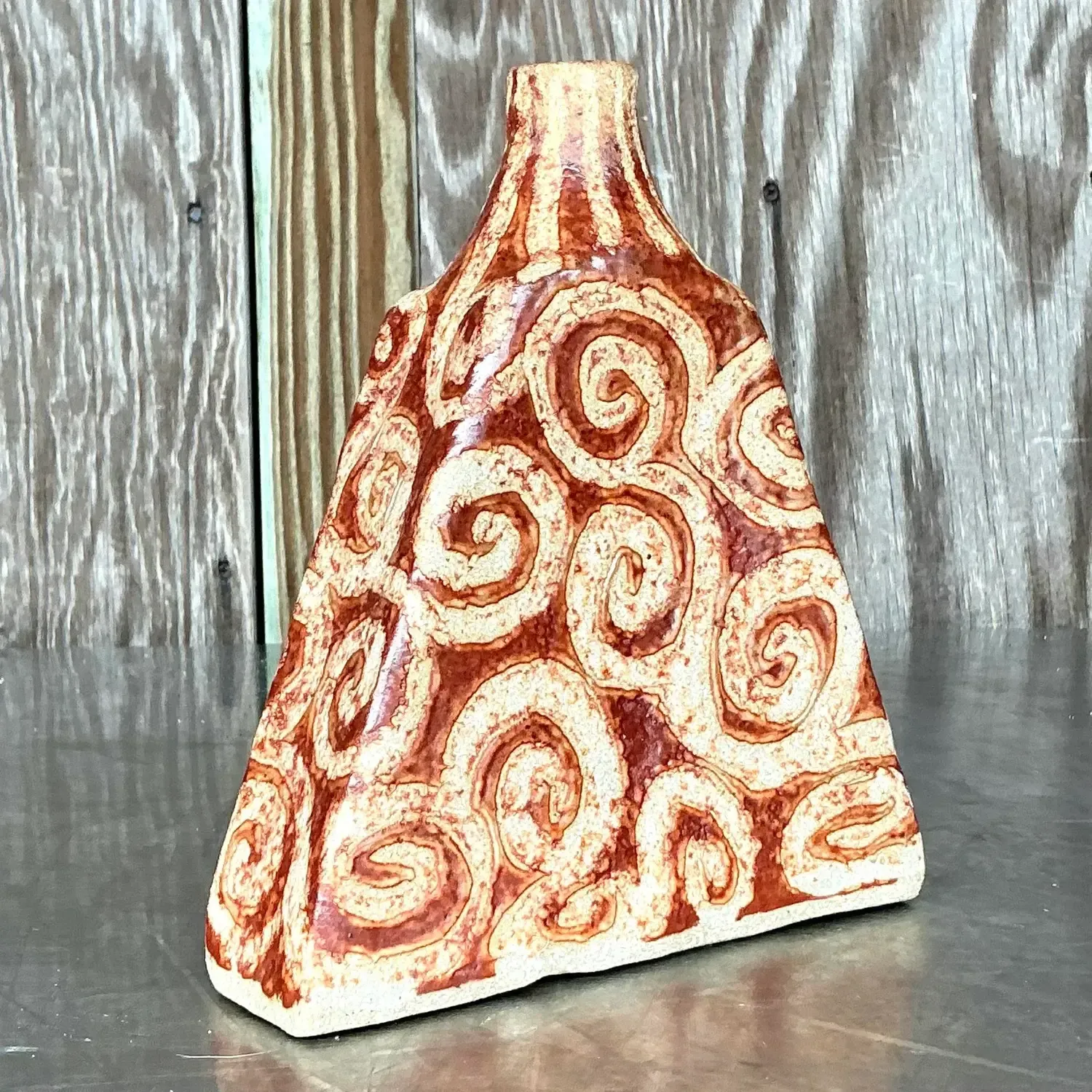 Vintage Boho Studio Pottery Vase - Pottery, 7W x 7.75H — additional photo 1