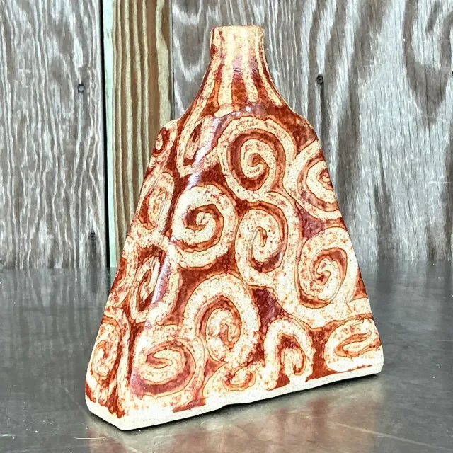 Vintage Boho Studio Pottery Vase - Pottery, 7W x 7.75H — additional photo 1