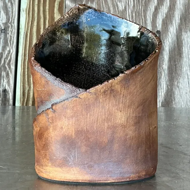 Vintage Boho Studio Pottery Vase - Pottery, 5W x 10.25H — additional photo 1