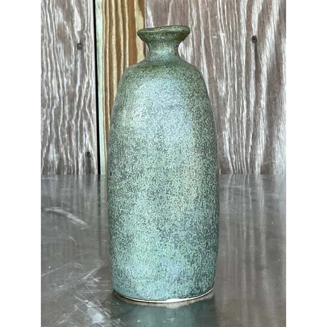 Vintage Boho Studio Pottery Vase - Ceramic, 3.25W x 7.75H — additional photo 1