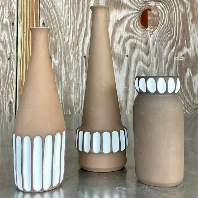 Vintage Boho Studio Pottery Vases - Set of 3 — additional photo 6