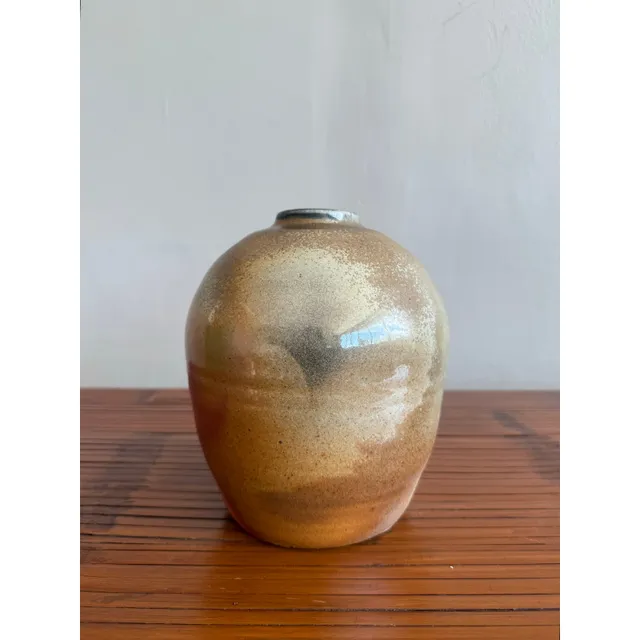 Vintage Boho Studio Pottery Weed Vase - Ceramic, 6W x 8H — additional photo 2