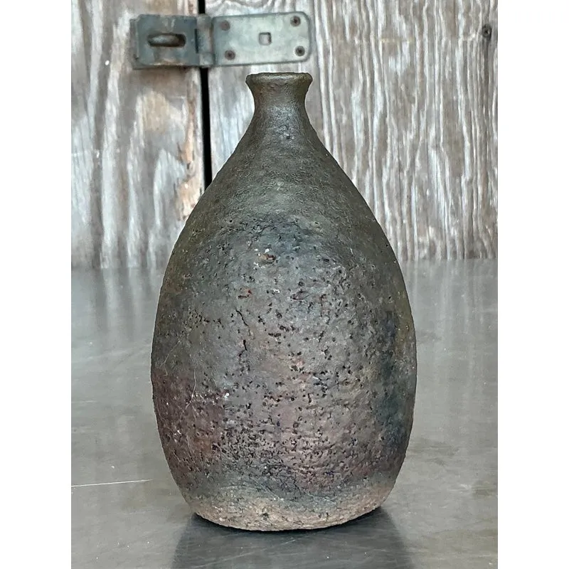 Vintage Boho Studio Pottery Weed Vase - Ceramic, 6W x 8H — additional photo 5