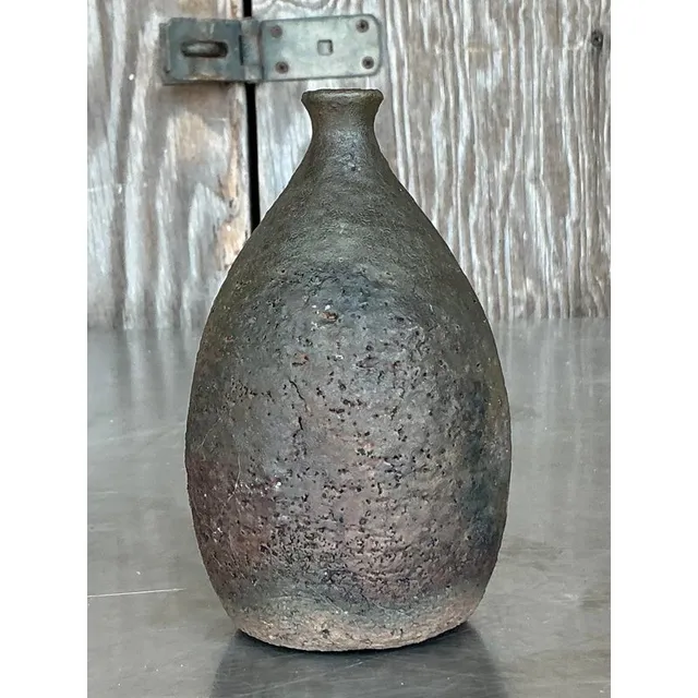 Vintage Boho Studio Pottery Weed Vase - Ceramic, 6W x 8H — additional photo 5