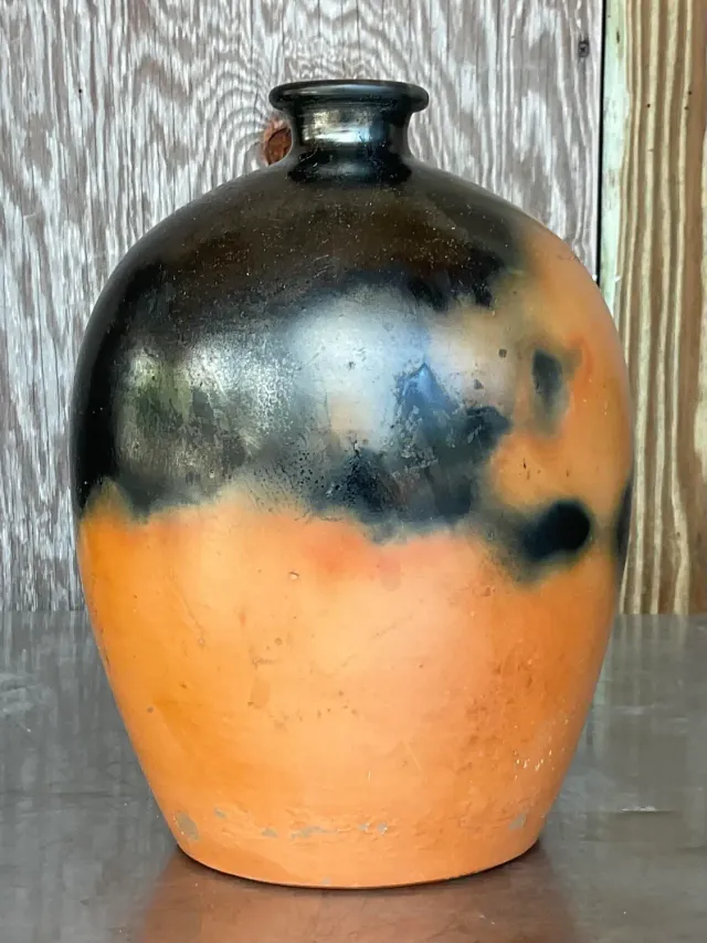 Vintage Boho Suggar Fired Pottery Urn — additional photo 2