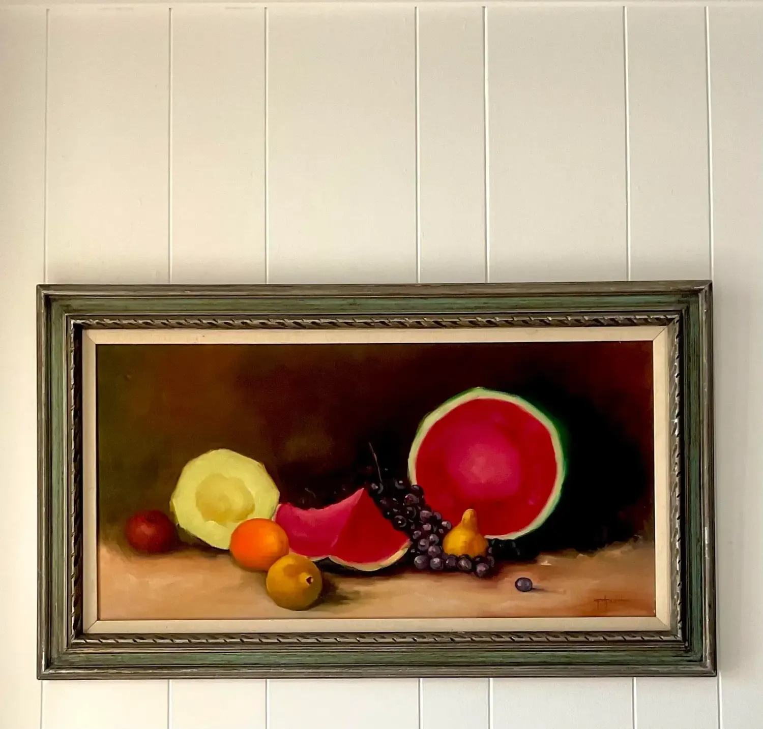 Vintage Boho Tabletop Still Life Signed Original Oil on Canvas — additional photo 3
