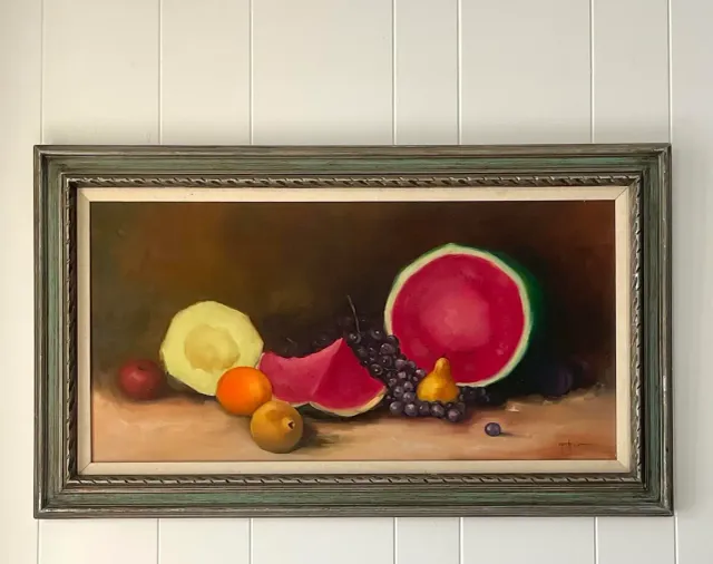 Vintage Boho Tabletop Still Life Signed Original Oil on Canvas — additional photo 5