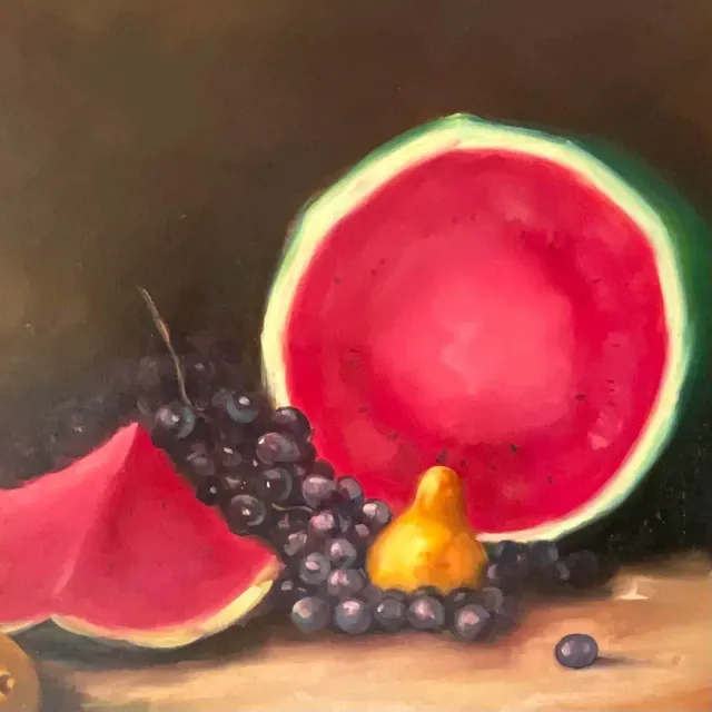 Vintage Boho Tabletop Still Life Signed Original Oil on Canvas — additional photo 7