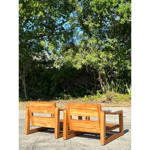 Vintage Boho Teak Lounge Chairs - A Pair — additional photo 1