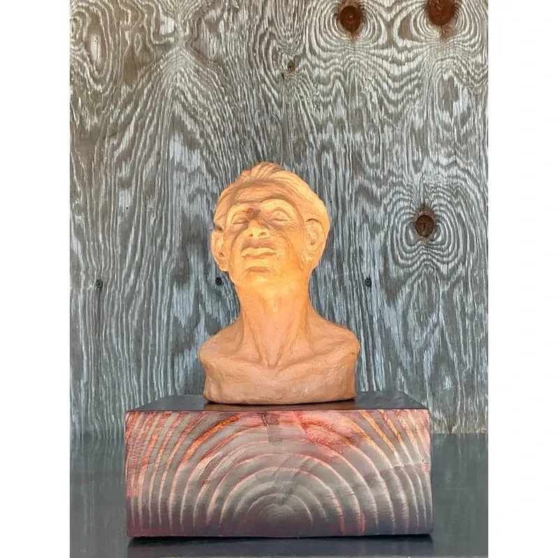 Vintage Boho Terracotta Bust of Man — additional photo 3