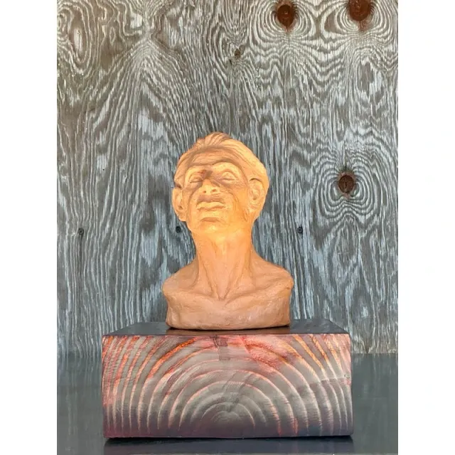 Vintage Boho Terracotta Bust of Man — additional photo 3