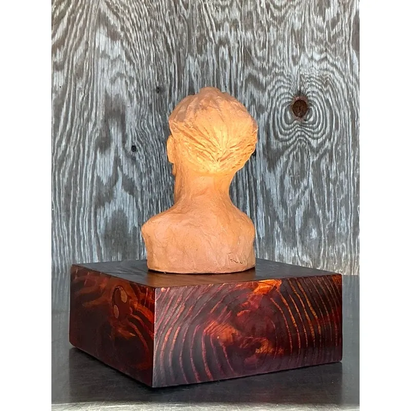Vintage Boho Terracotta Bust of Man — additional photo 4