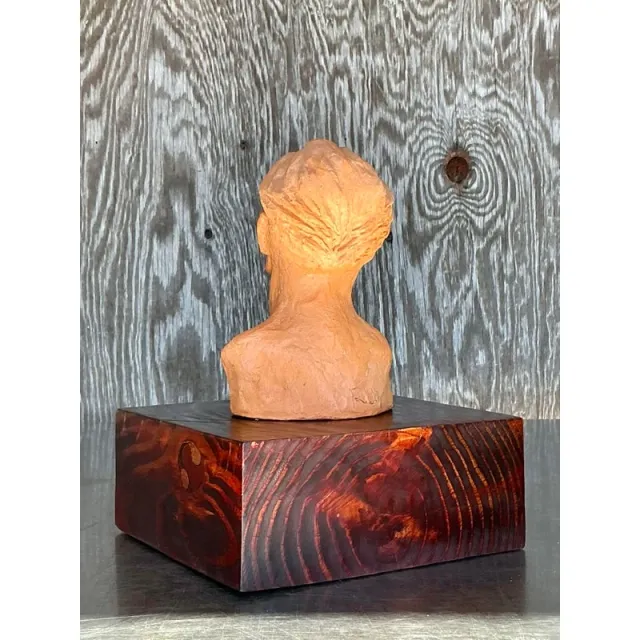 Vintage Boho Terracotta Bust of Man — additional photo 5