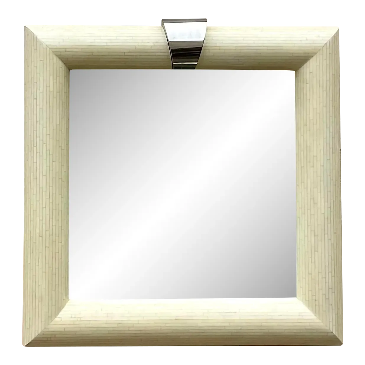 Vintage Boho Tessellated Bone and Chrome Mirror