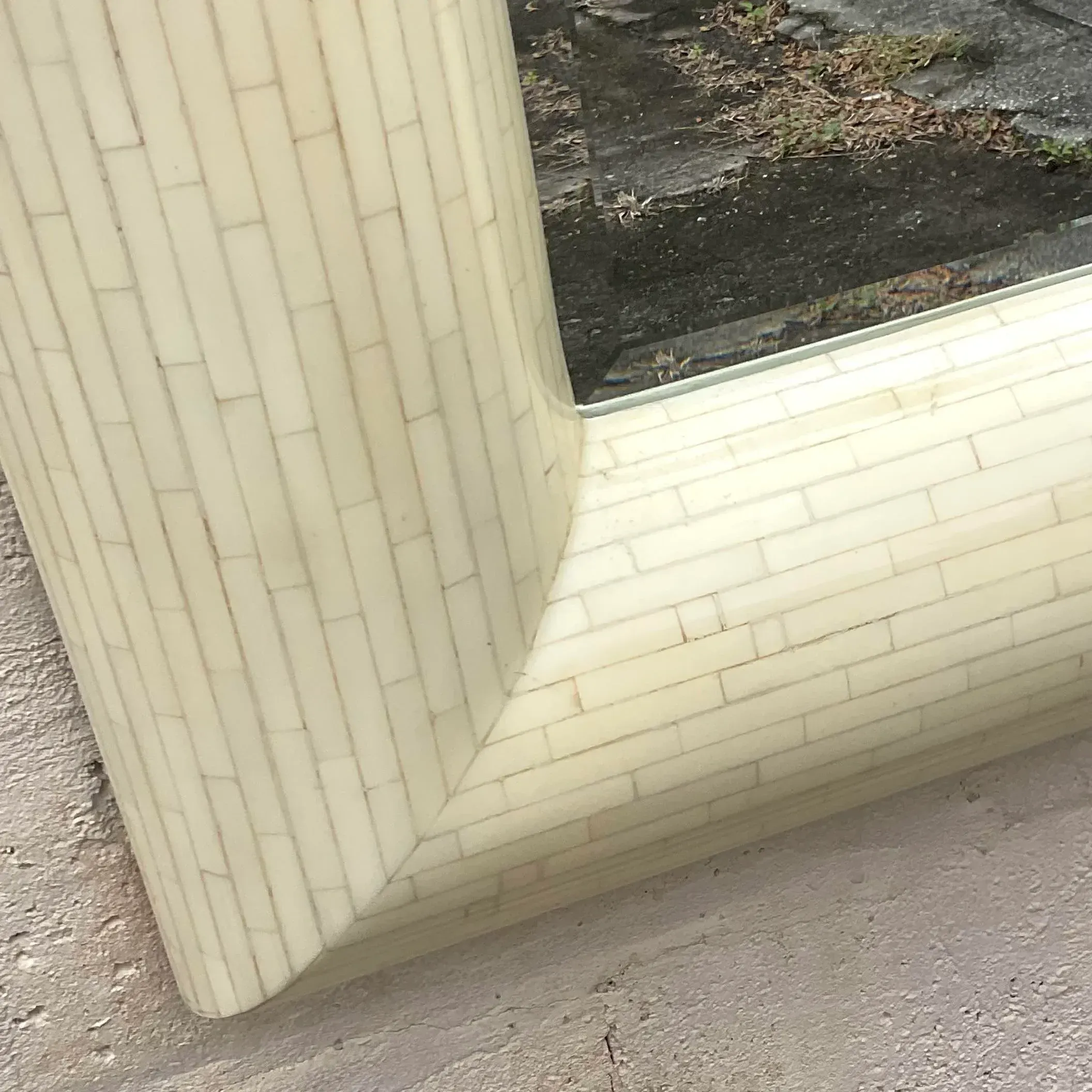 Vintage Boho Tessellated Bone and Chrome Mirror — additional photo 4