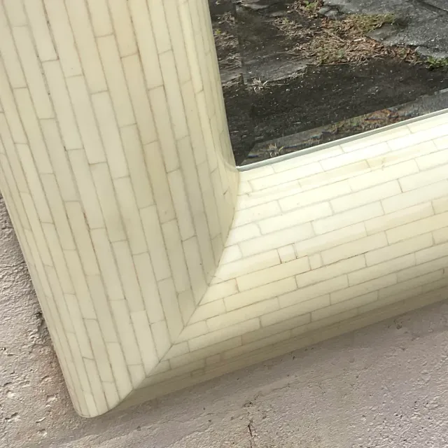 Vintage Boho Tessellated Bone and Chrome Mirror — additional photo 4