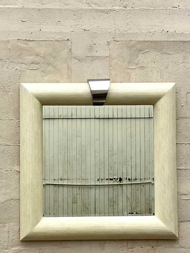 Vintage Boho Tessellated Bone and Chrome Mirror — additional photo 5