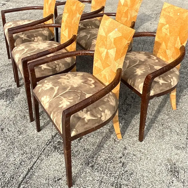 Vintage Boho Tessellated Coconut Shell Dining Chairs - Set of 6 — additional photo 8