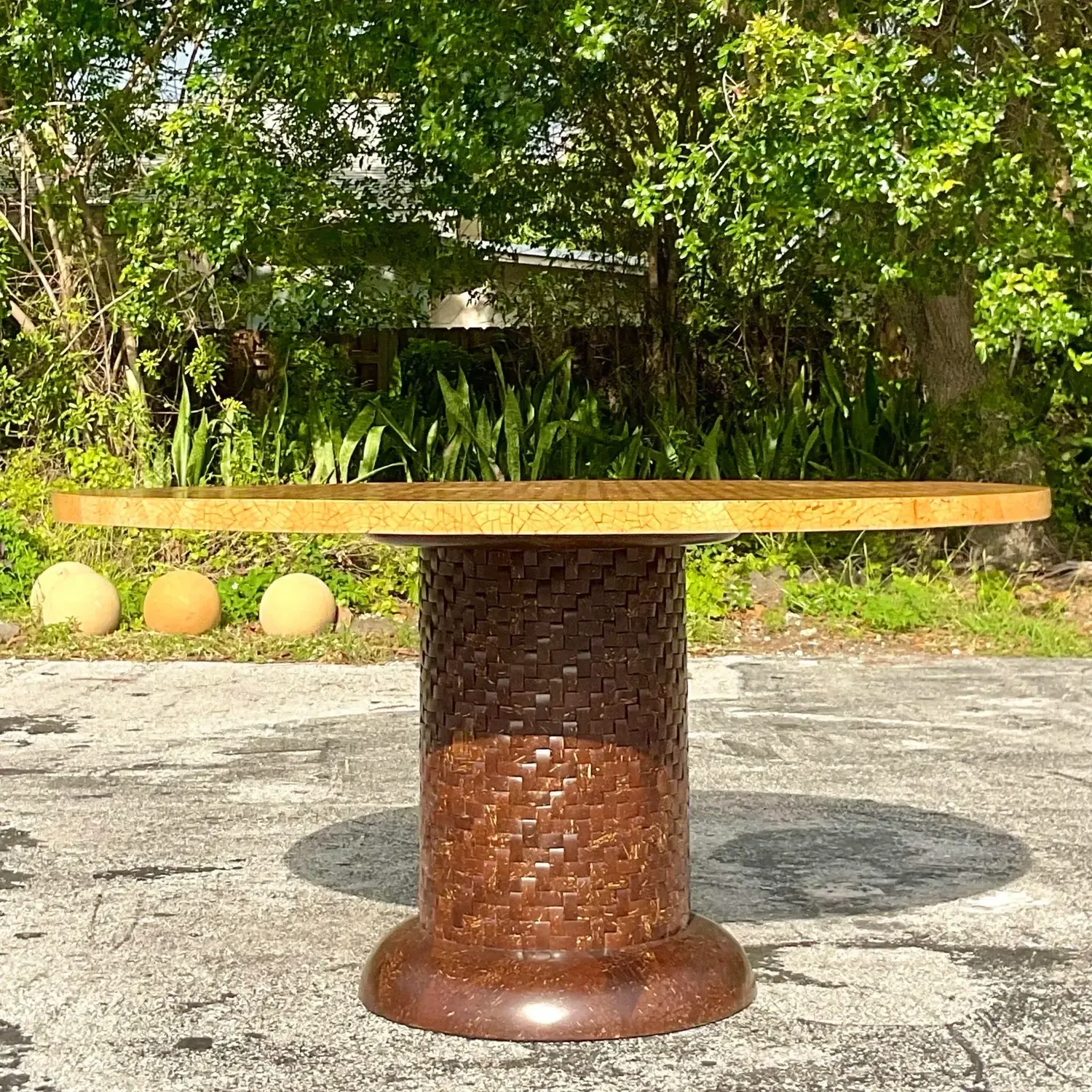 Vintage Boho Tessellated Coconut Shell Dining Table — additional photo 2