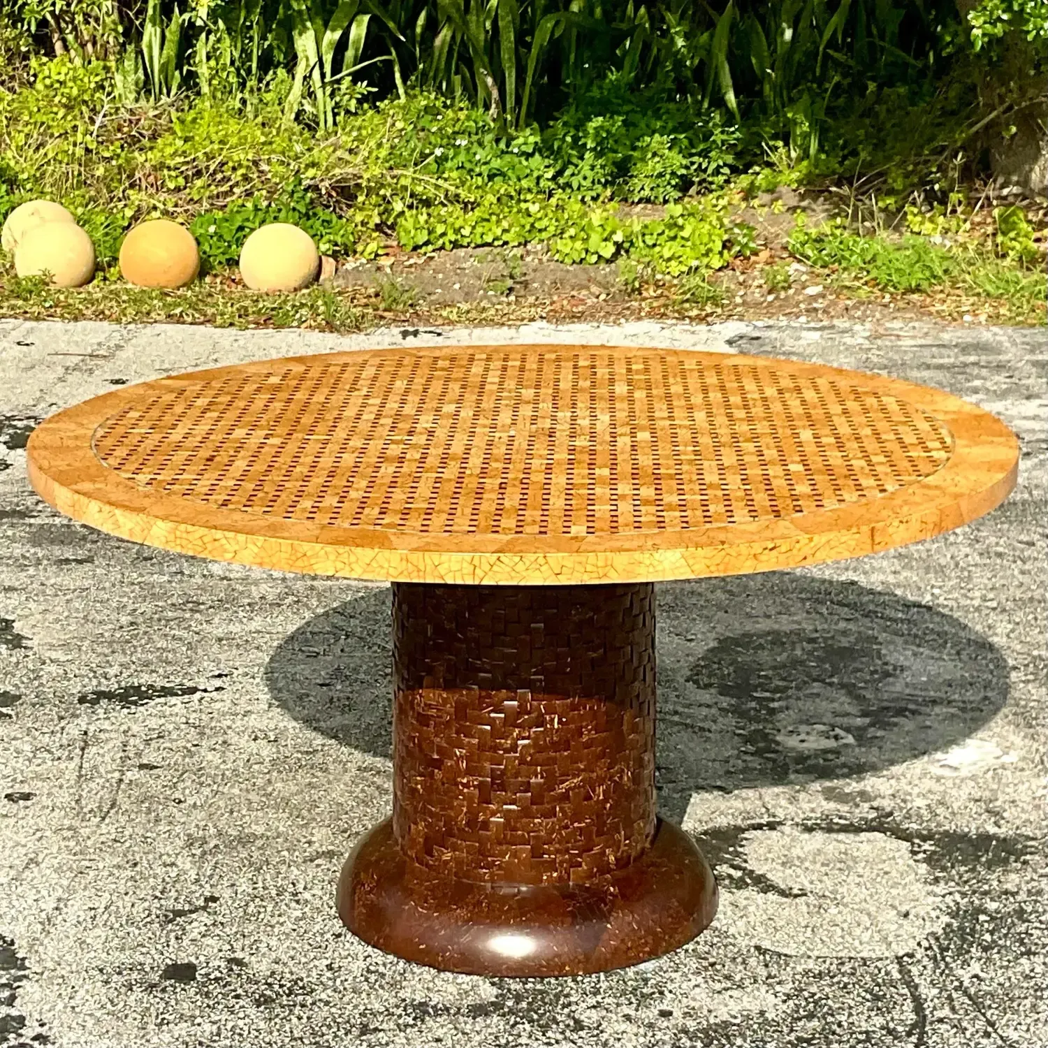 Vintage Boho Tessellated Coconut Shell Dining Table — additional photo 3