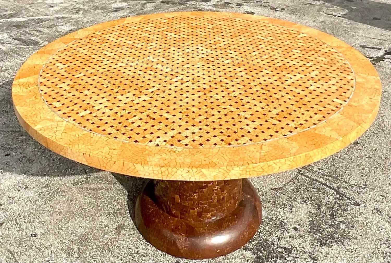 Vintage Boho Tessellated Coconut Shell Dining Table — additional photo 4