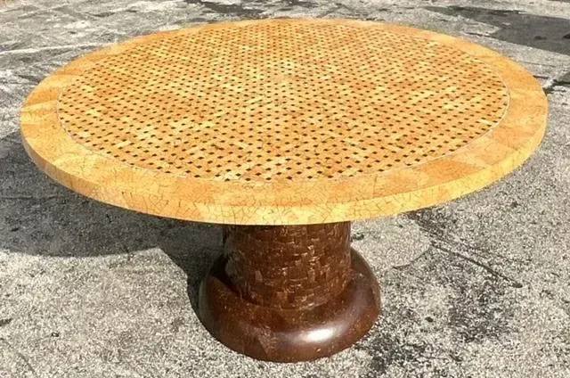 Vintage Boho Tessellated Coconut Shell Dining Table — additional photo 5